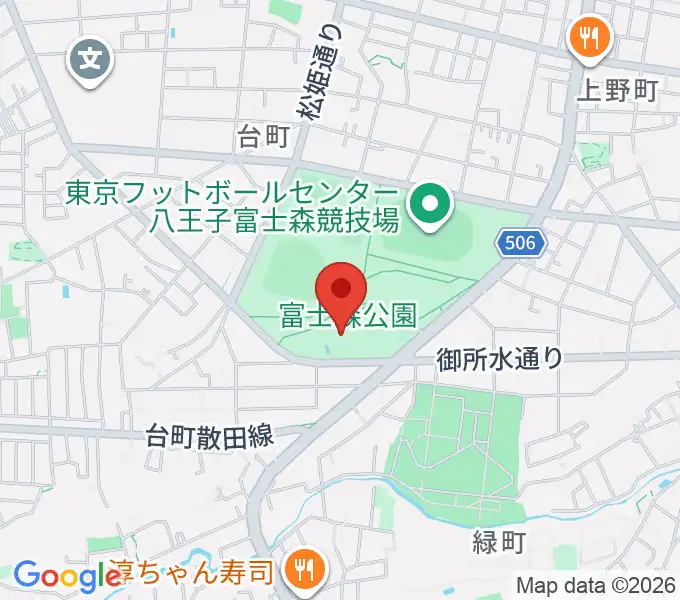 八王子市富士森体育館の地図