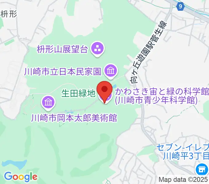 かわさき宙(そら)と緑の科学館の地図