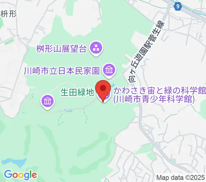 かわさき宙(そら)と緑の科学館の地図