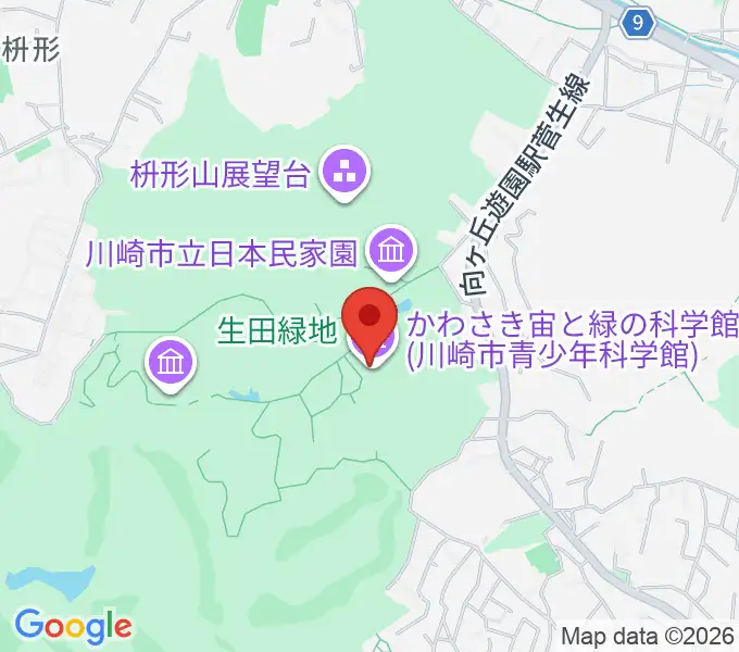 かわさき宙(そら)と緑の科学館の地図