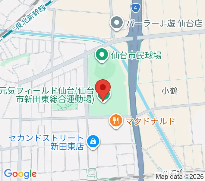 元気フィールド仙台宮城野体育館の地図