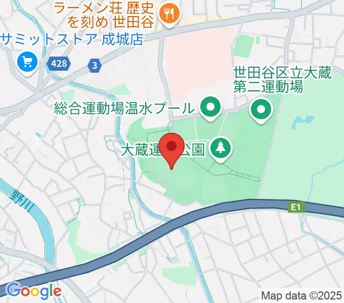 世田谷区立総合運動場陸上競技場の地図