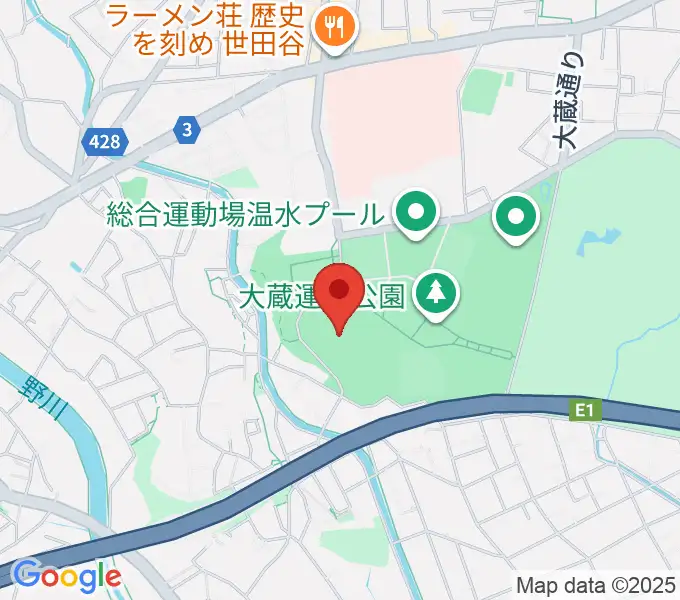 世田谷区立総合運動場陸上競技場の地図