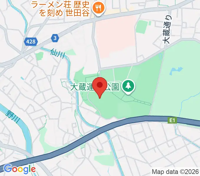 世田谷区立総合運動場陸上競技場の地図