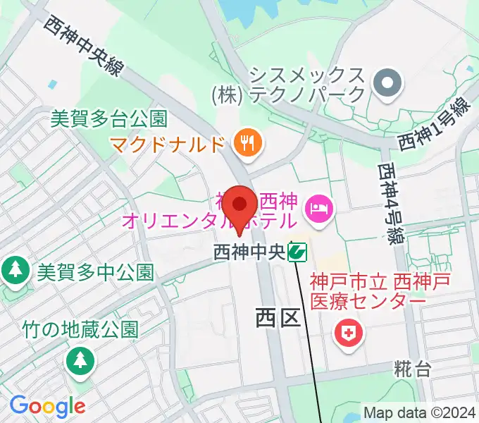 西神中央ホールの地図