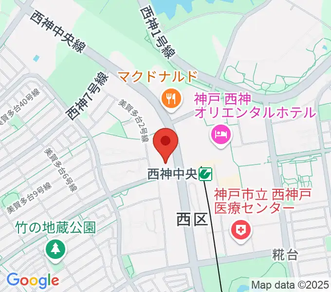 西神中央ホールの地図