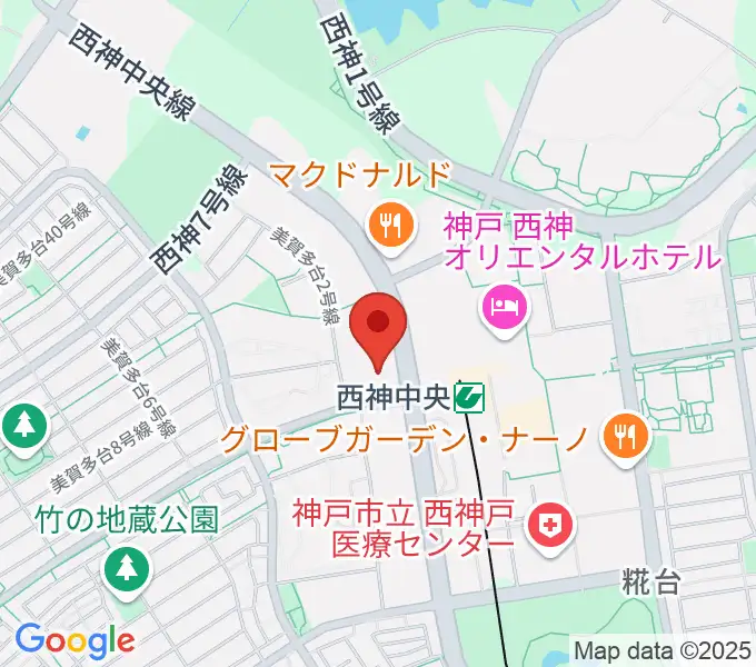 西神中央ホールの地図