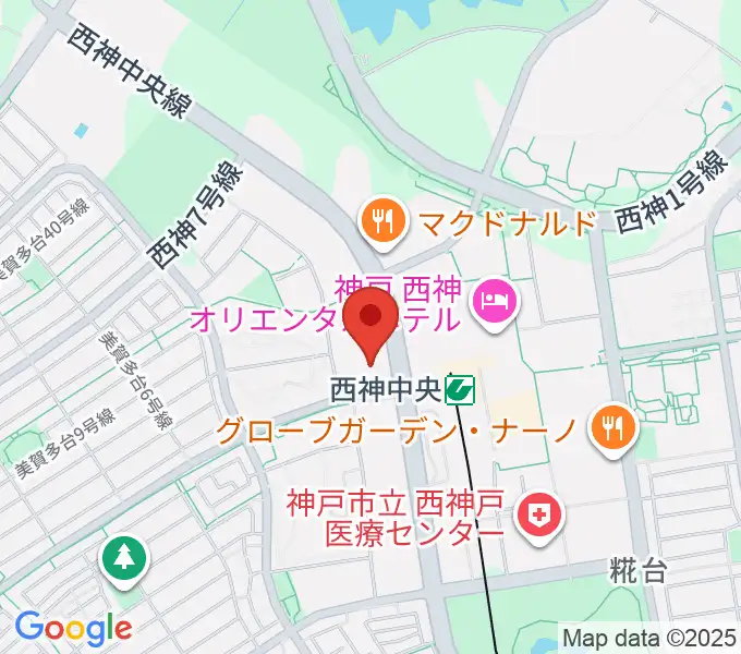 西神中央ホールの地図