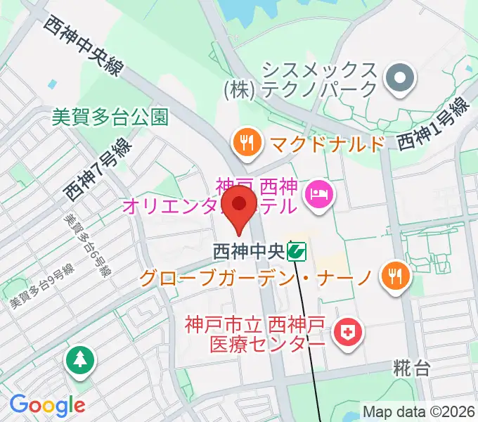 西神中央ホールの地図