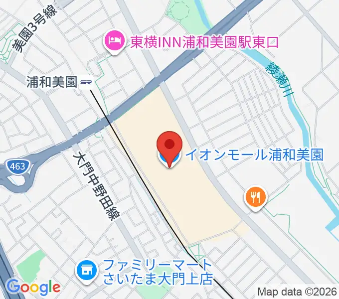 山野楽器イオンモール浦和美園店の地図
