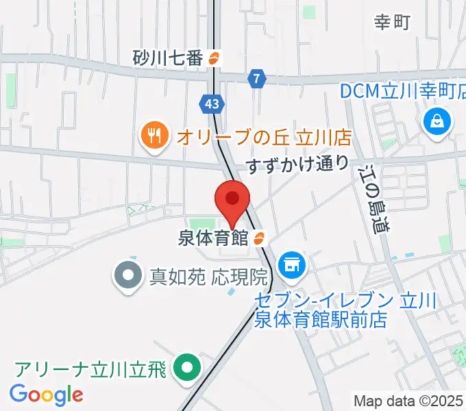 立川市泉市民体育館の地図