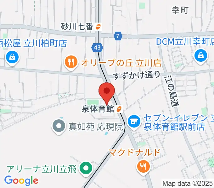 立川市泉市民体育館の地図