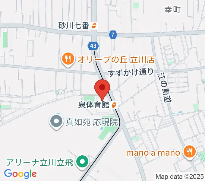 立川市泉市民体育館の地図