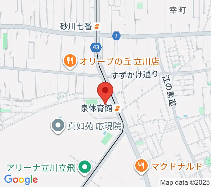 立川市泉市民体育館の地図