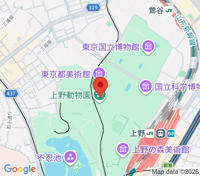上野動物園の地図