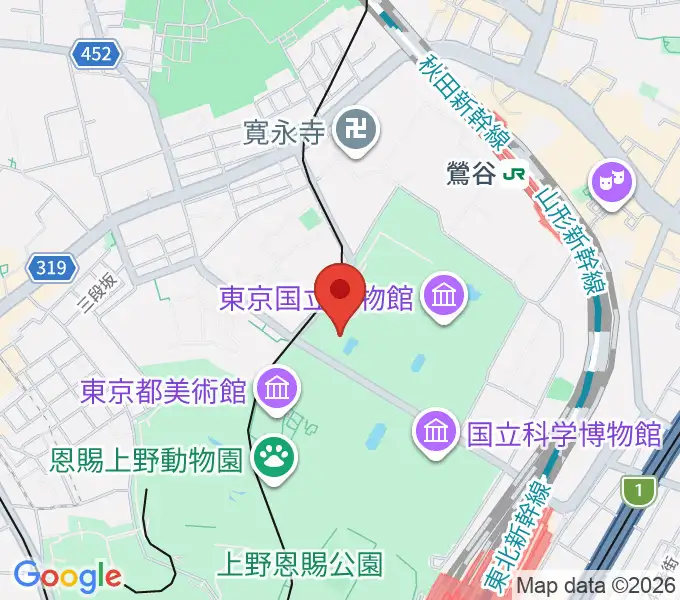 東京国立博物館・法隆寺宝物館の地図