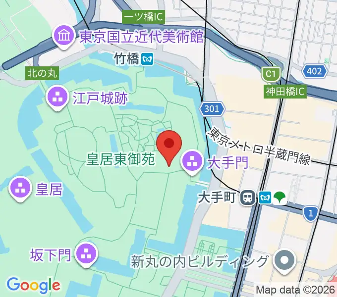 皇居三の丸尚蔵館の地図