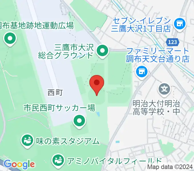 調布市民西町野球場の地図