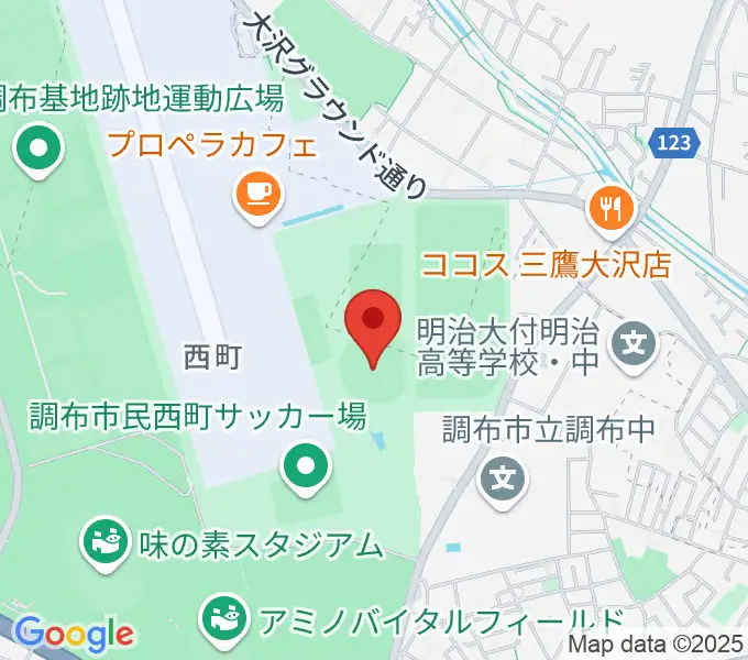 調布市民西町野球場の地図
