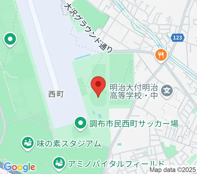 調布市民西町野球場の地図