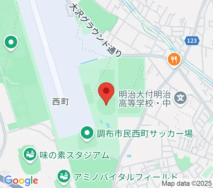 調布市民西町野球場の地図