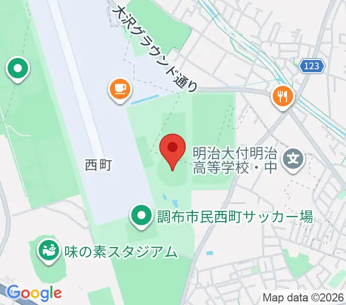 調布市民西町野球場の地図