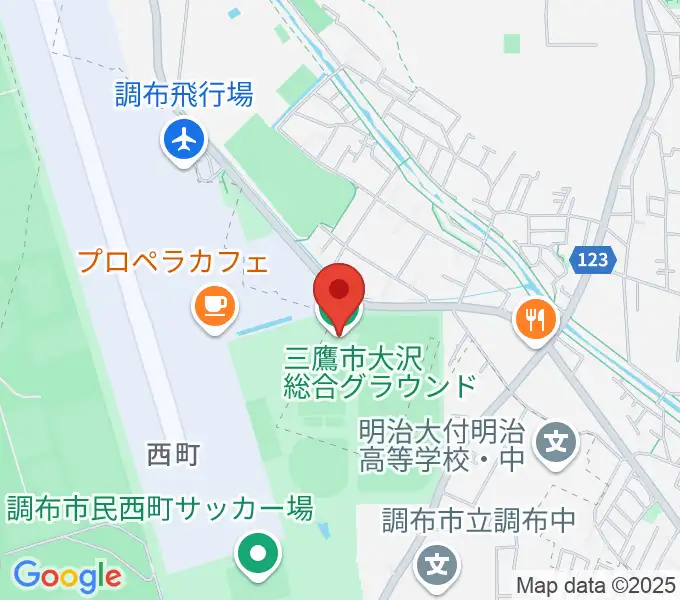 三鷹市大沢総合グラウンドの地図