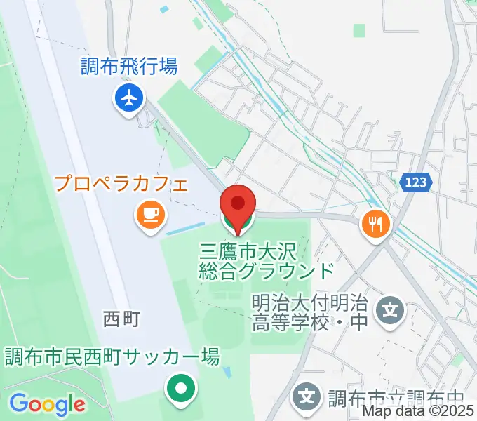 三鷹市大沢総合グラウンドの地図