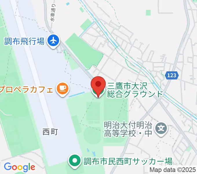 三鷹市大沢総合グラウンドの地図