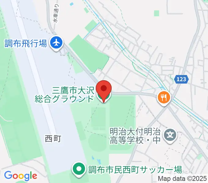 三鷹市大沢総合グラウンドの地図