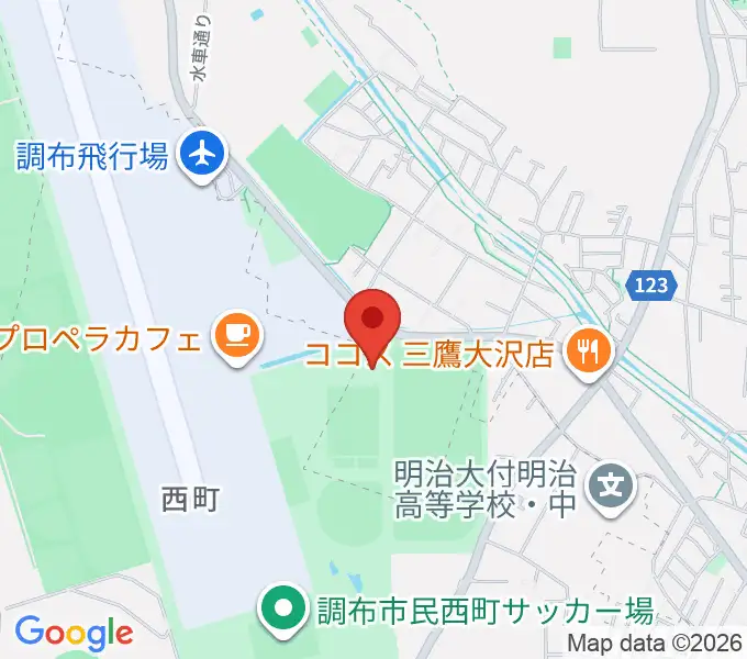 三鷹市大沢総合グラウンドの地図