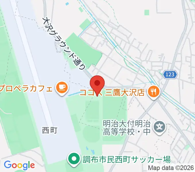 三鷹市大沢総合グラウンドの地図