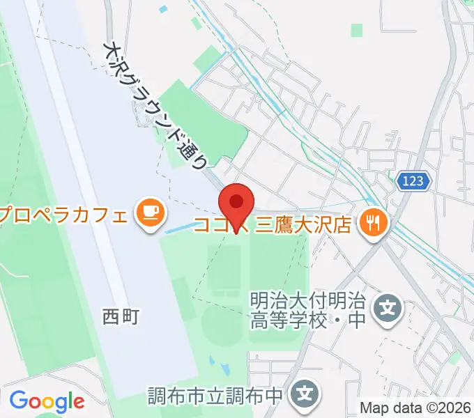 三鷹市大沢総合グラウンドの地図