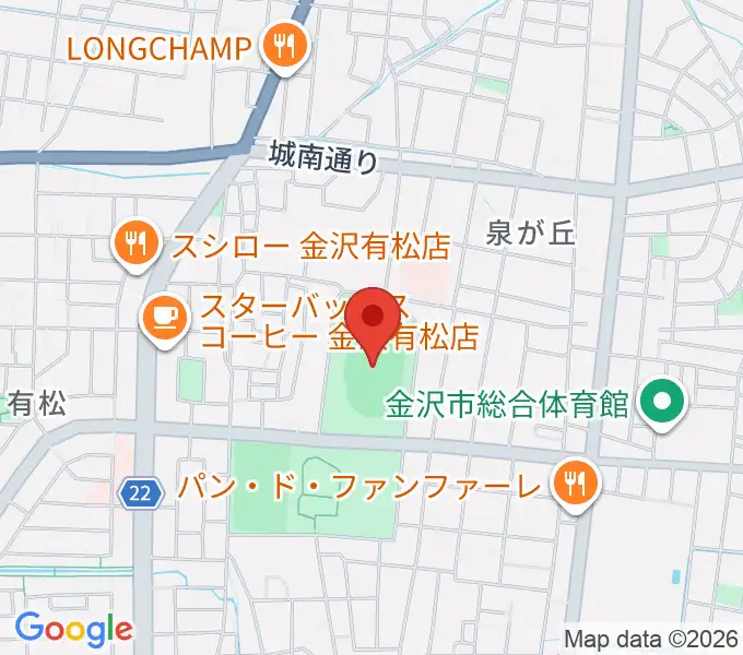 金沢市営陸上競技場の地図