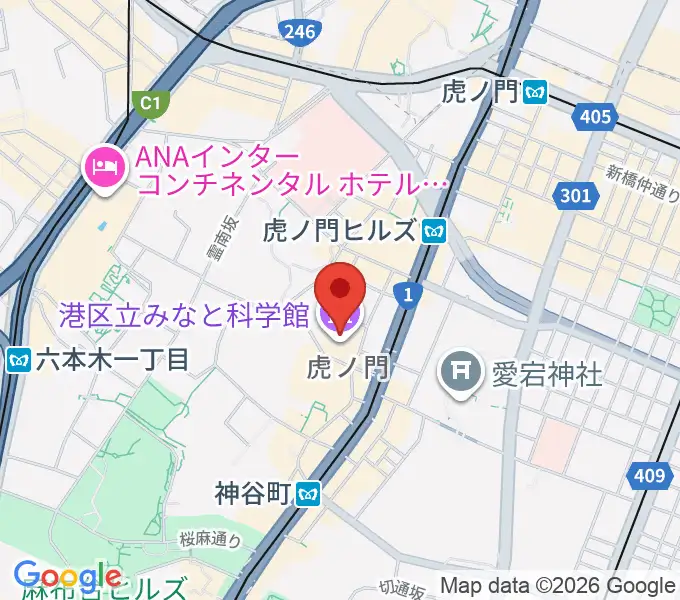 港区立みなと科学館の地図