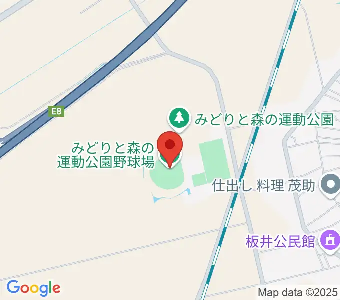 みどりと森の運動公園野球場の地図