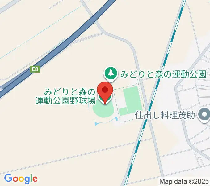 みどりと森の運動公園野球場の地図