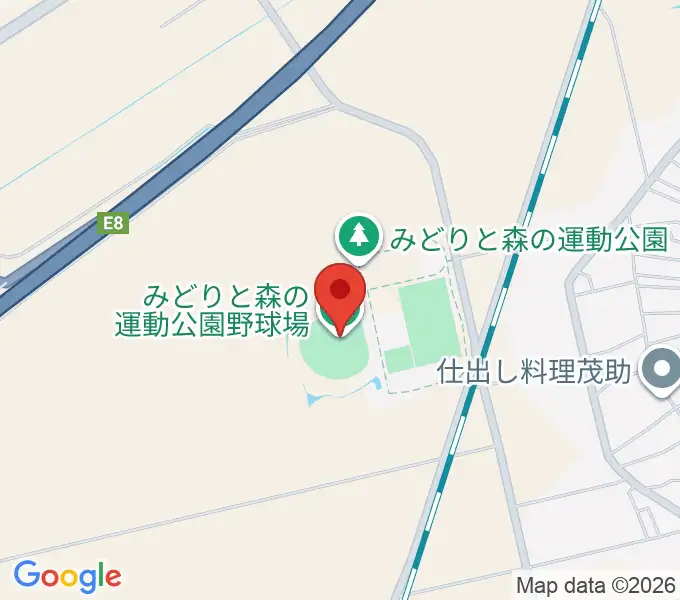 みどりと森の運動公園野球場の地図