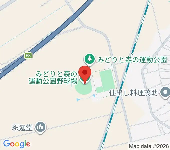 みどりと森の運動公園野球場の地図