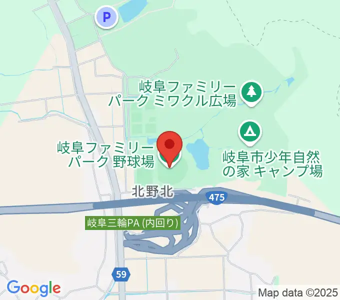 岐阜ファミリーパーク野球場の地図