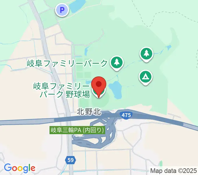 岐阜ファミリーパーク野球場の地図