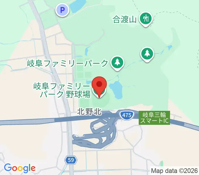 岐阜ファミリーパーク野球場の地図