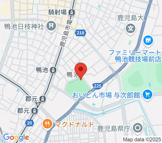 鴨池市民球場の地図