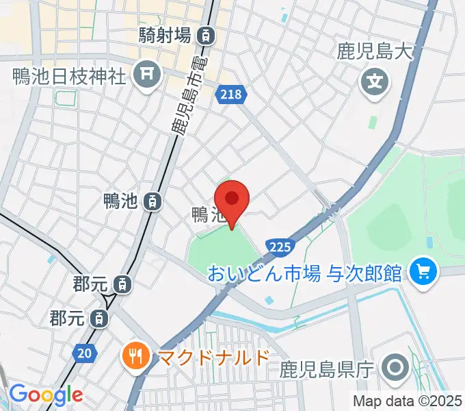 鴨池市民球場の地図