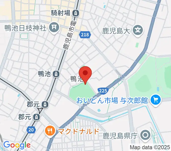鴨池市民球場の地図
