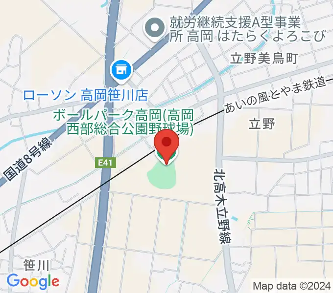 ボールパーク高岡の地図