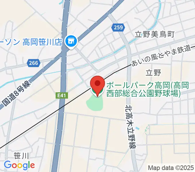 ボールパーク高岡の地図
