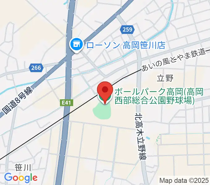 ボールパーク高岡の地図