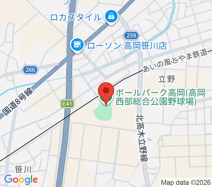 ボールパーク高岡の地図