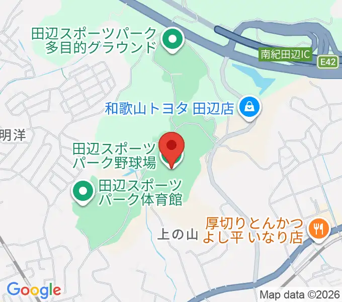 田辺スポーツパーク野球場の地図